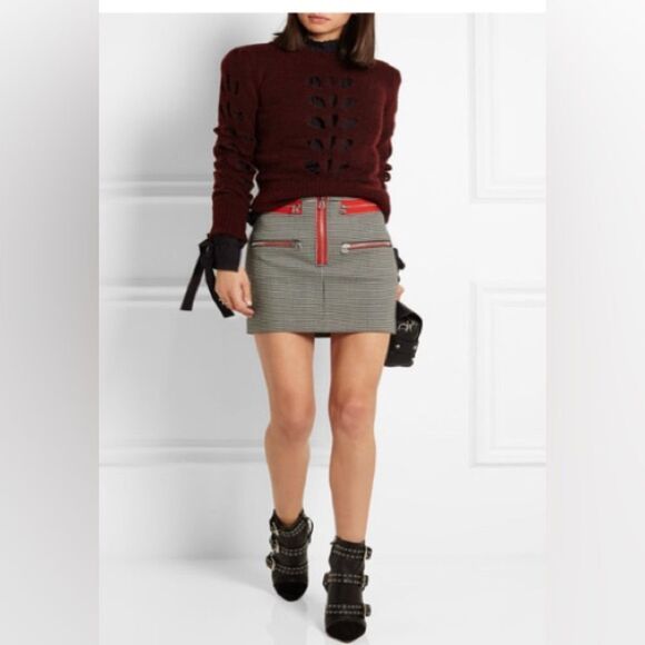 Isabel Marant Layla Stretch virgin wool Checkered Mini Skirt Size 36EU NWOT
